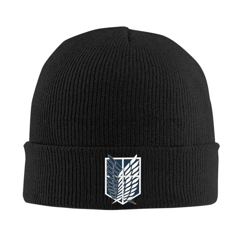 Attack on Titan Logo Print Beanie Hats Unisex Bonnet Hats Outdoor Knit Hat Autumn Winter Warm Head Wrap Caps Skullies Beanies