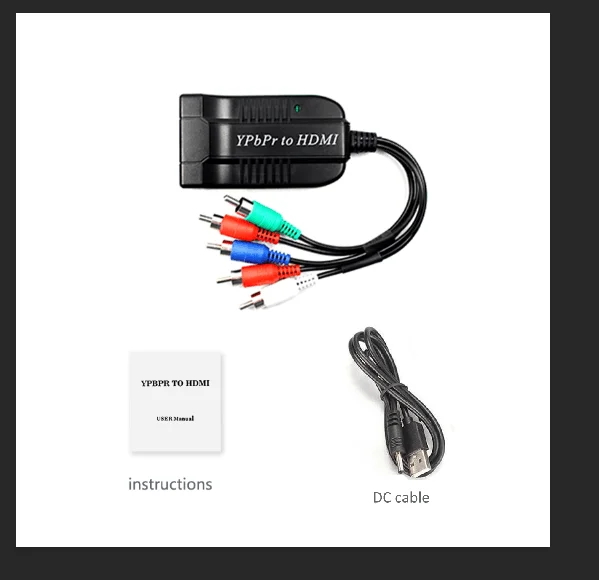 YPBPR-zu-HDMI-Konverter mit HDMI-Anschluss, Eingang Ypbpr und Audio, Ausgang HDMI für TV-Box, VHS, VCR, DVD