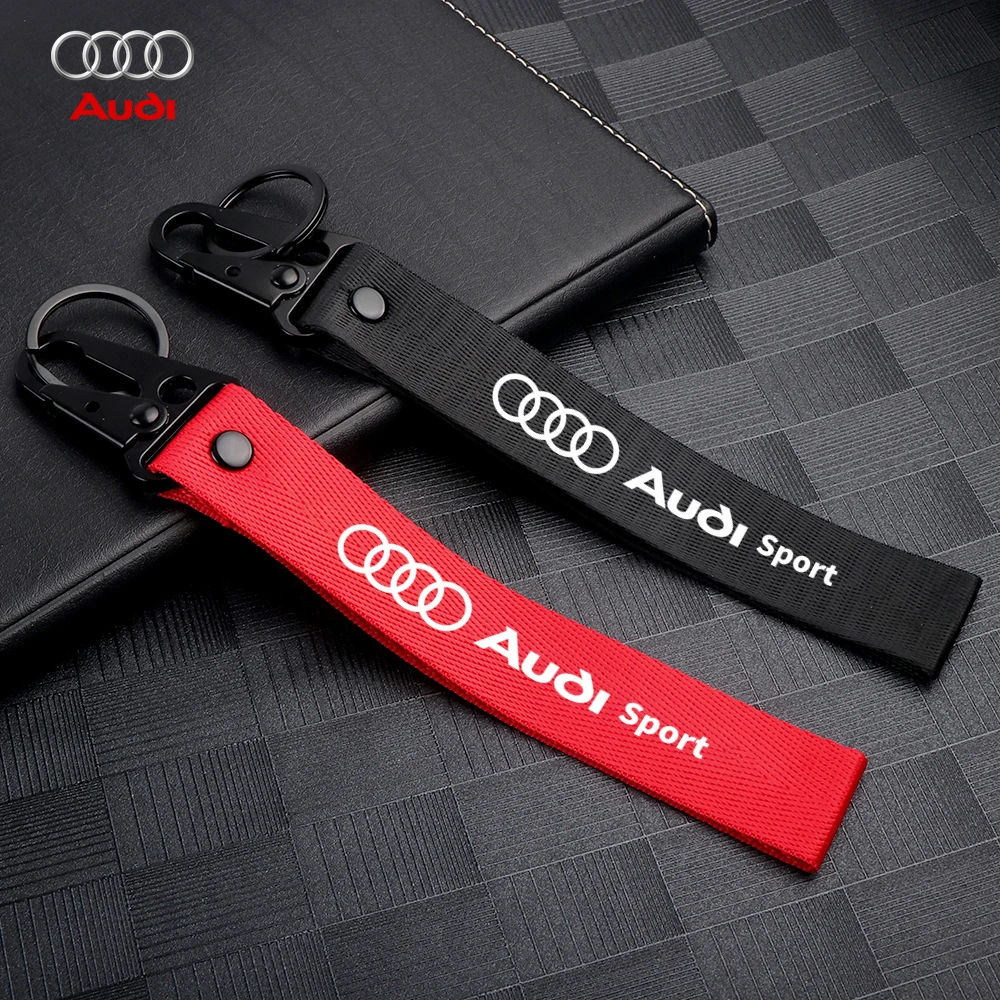 New Fashion Metal Nylon Car Keychain Key Lanyard Auto Decoration Center Cover For Audi A4 A8 A5 b8 b9 b6 b7 A3 8p A6 c7 c6 A5 Q5