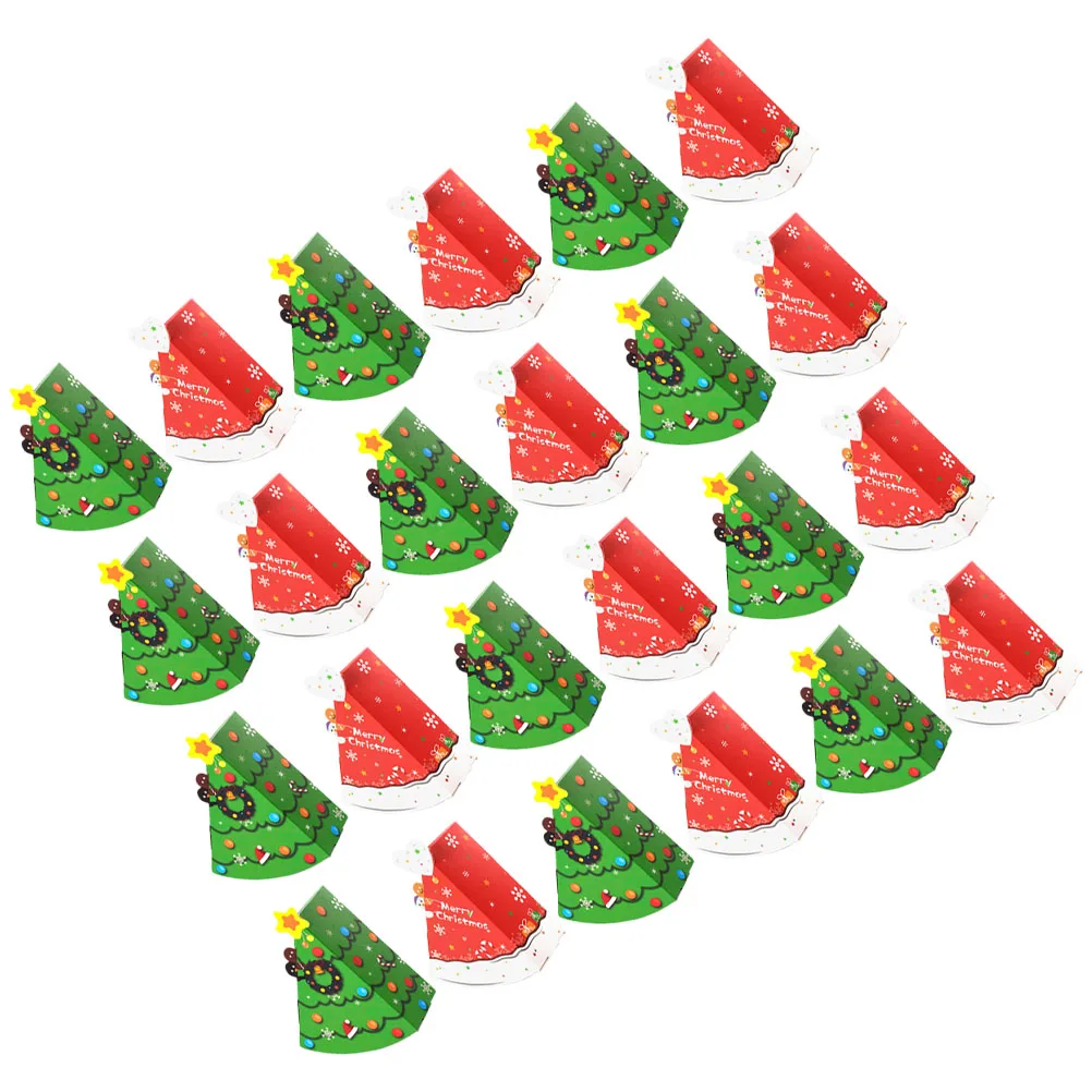 

24 Pcs Gift Box Christmas Tree Shape 12 5x6x14 5cm Red Green Bulk Party Festival Paper Boxes Xmas Goodie Boxes