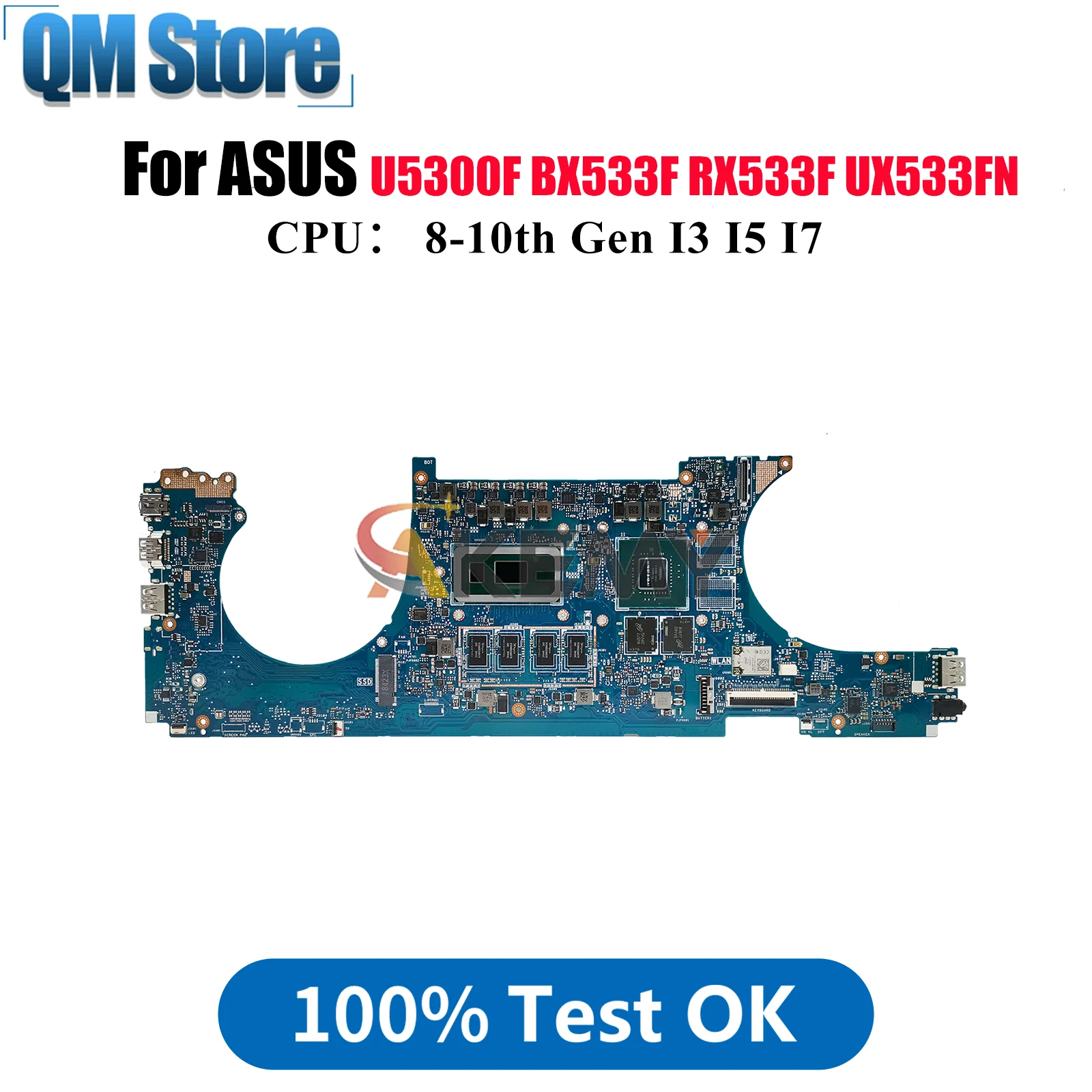 

UX533FN Laptop Motherboard For ASUS ZenBook RX533F U5300F BX533F UX533F UX533FD UX533FN Notebook Mainboard With I3 I5 I7 CPU stk