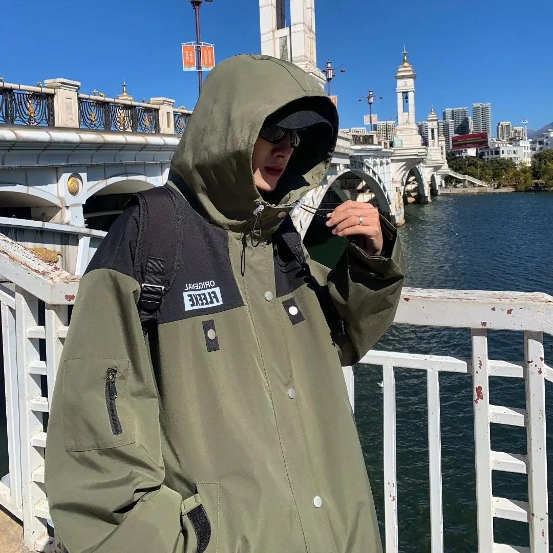 

Повседневная свободная мужская ветровка Jaet, весна-осень, американский модный бренд, Гонконгская рабочая одежда для пар, Jaet, ткань из быка