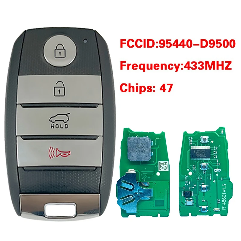 

CN051087 послепродажного обслуживания, 4 кнопки, умный ключ дистанционного управления FCC 95440-D9500, 47 чипов, 433 МГц, без ключа для Kia Sportage 2018-2019