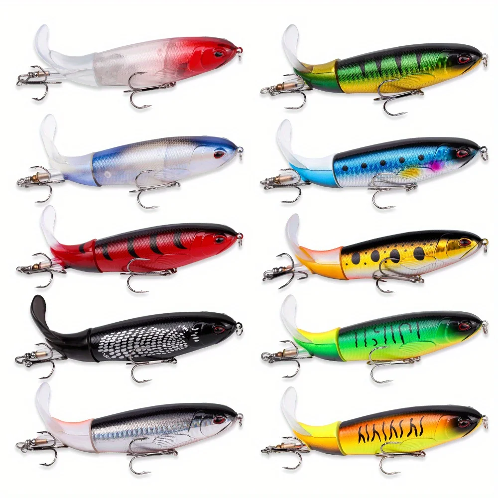 10 pieces/set of floating plow bait - Top water fishing bait with propeller tail, large size - easily catch various big fish