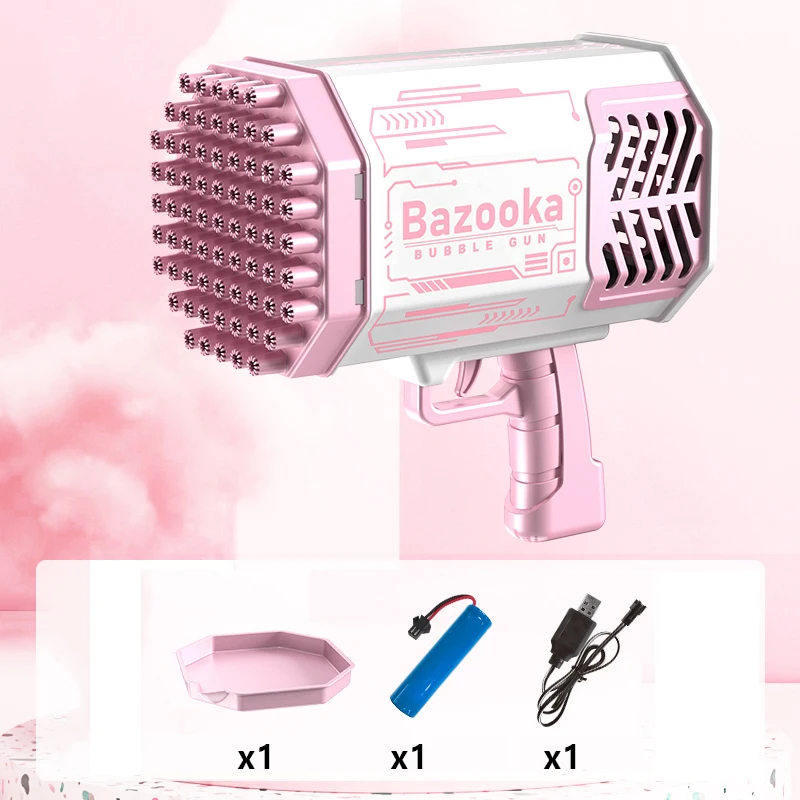 Seifenblasenpistole, Rakete, 69 Löcher, Seifenblasen, Maschinengewehrform, automatisches Gebläse mit Licht, Spielzeug für Kinder, Pomperos, Kindertagsgeschenk