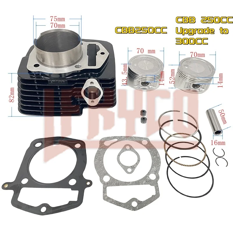 Motorcycle 70mm Cylinder Kit Motor for ZONGSHEN CBB250 CBB300 WELS Veloci Steeler 300 Xeverus 250 Xsr Pro Xr3 Caramel Vector 250