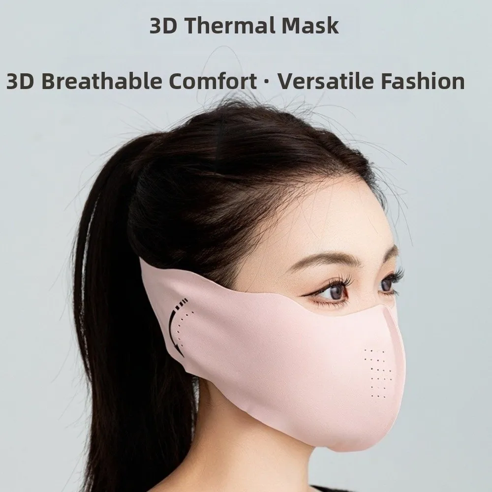 Mascarilla facial cálida para mujer, orejera gruesa a prueba de viento dos en uno, transpirable, 3D, protección para los oídos, otoño e invierno