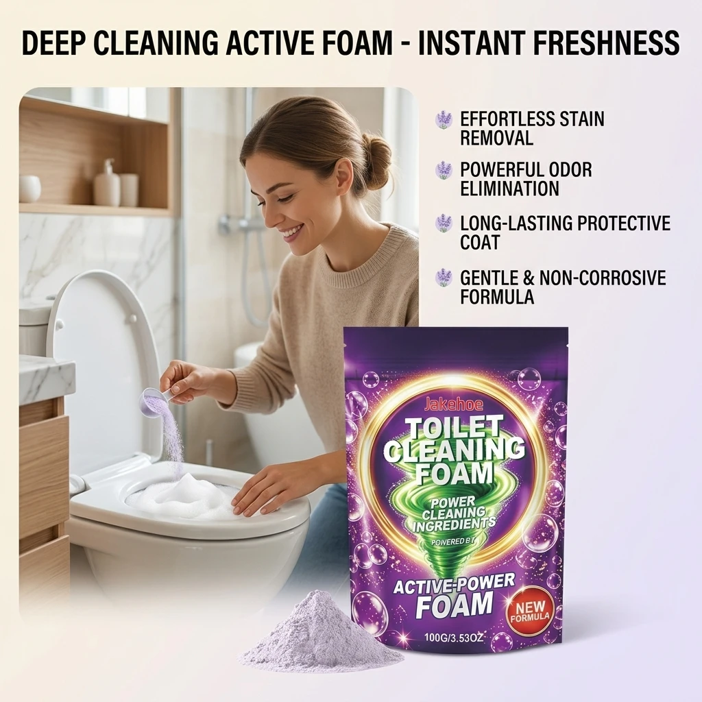 Toilet Cleaning Foam Powder Removing Limescale & Urine Stain Reduce Odor Long Lasting Fragrance Active‑power Toilet Bowl Cleaner