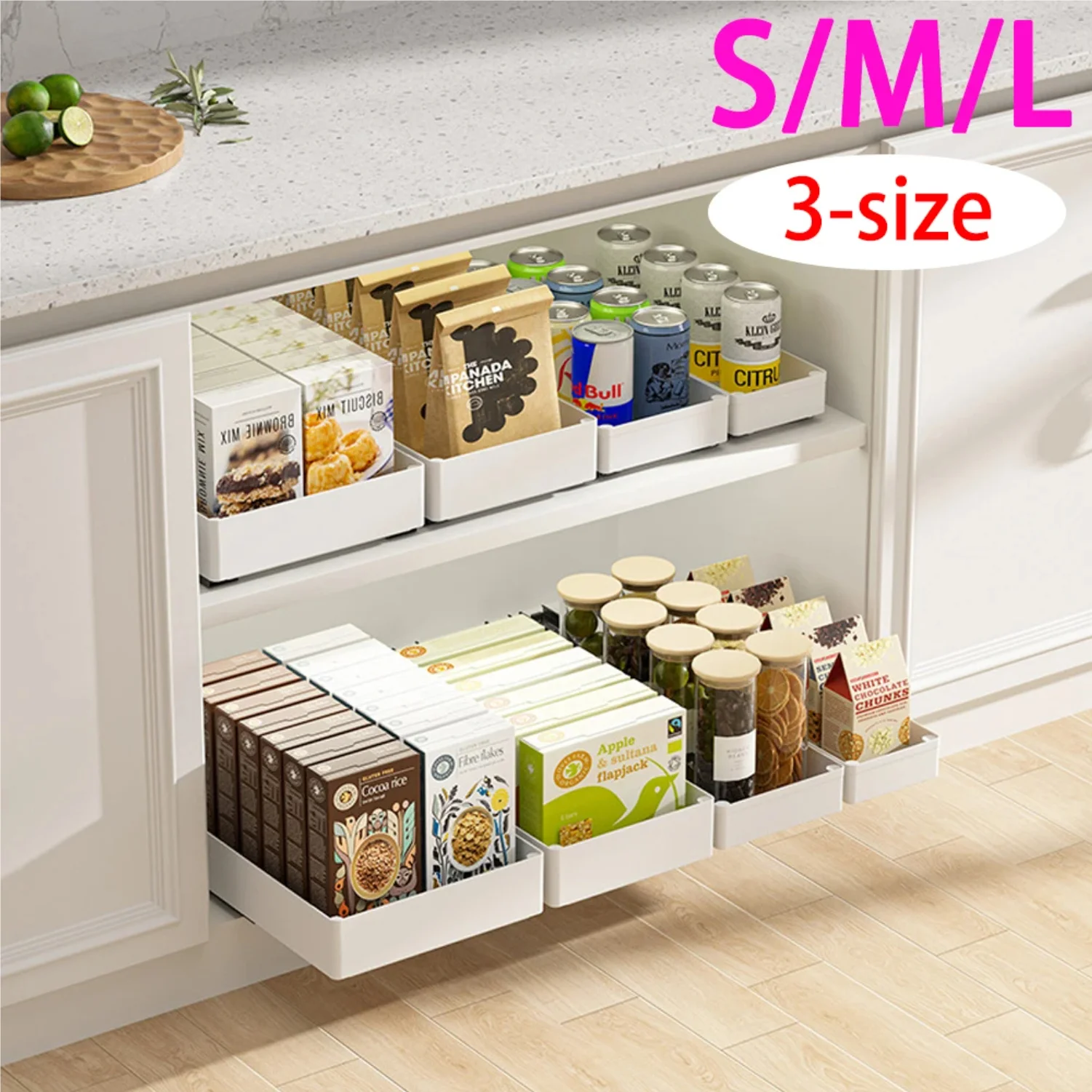 

Punch-free Kitchen Pull-out Rack Pull-out Cabinet Storage Rack Under Sink Rack Pull Basket Drawer Kitchen Storage and Organizer