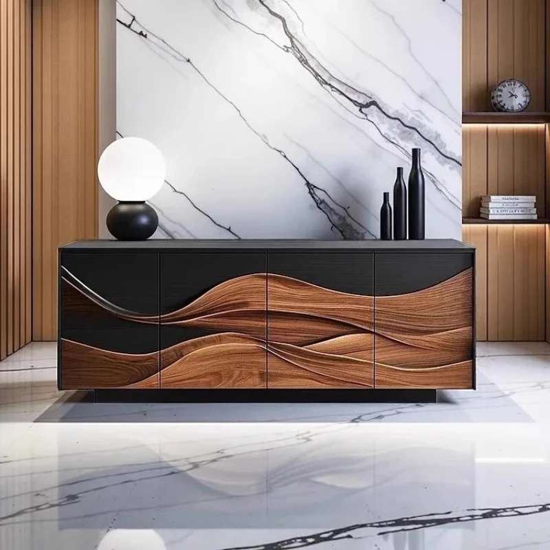 Solid wood dining side cabinet integrated storage against the wall living room storage modern simple fashion