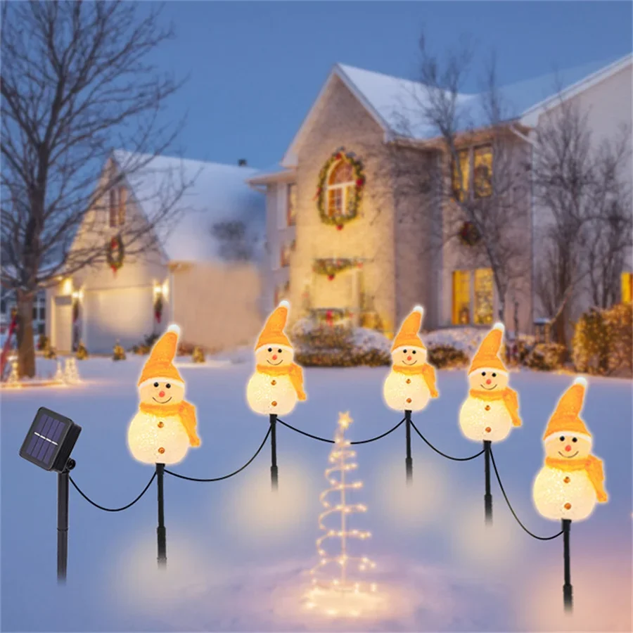 Imagem -06 - Snowman Garden Stakes Lights Solar ao ar Livre Impermeável Santa Light Pátio Paisagem 5in 1