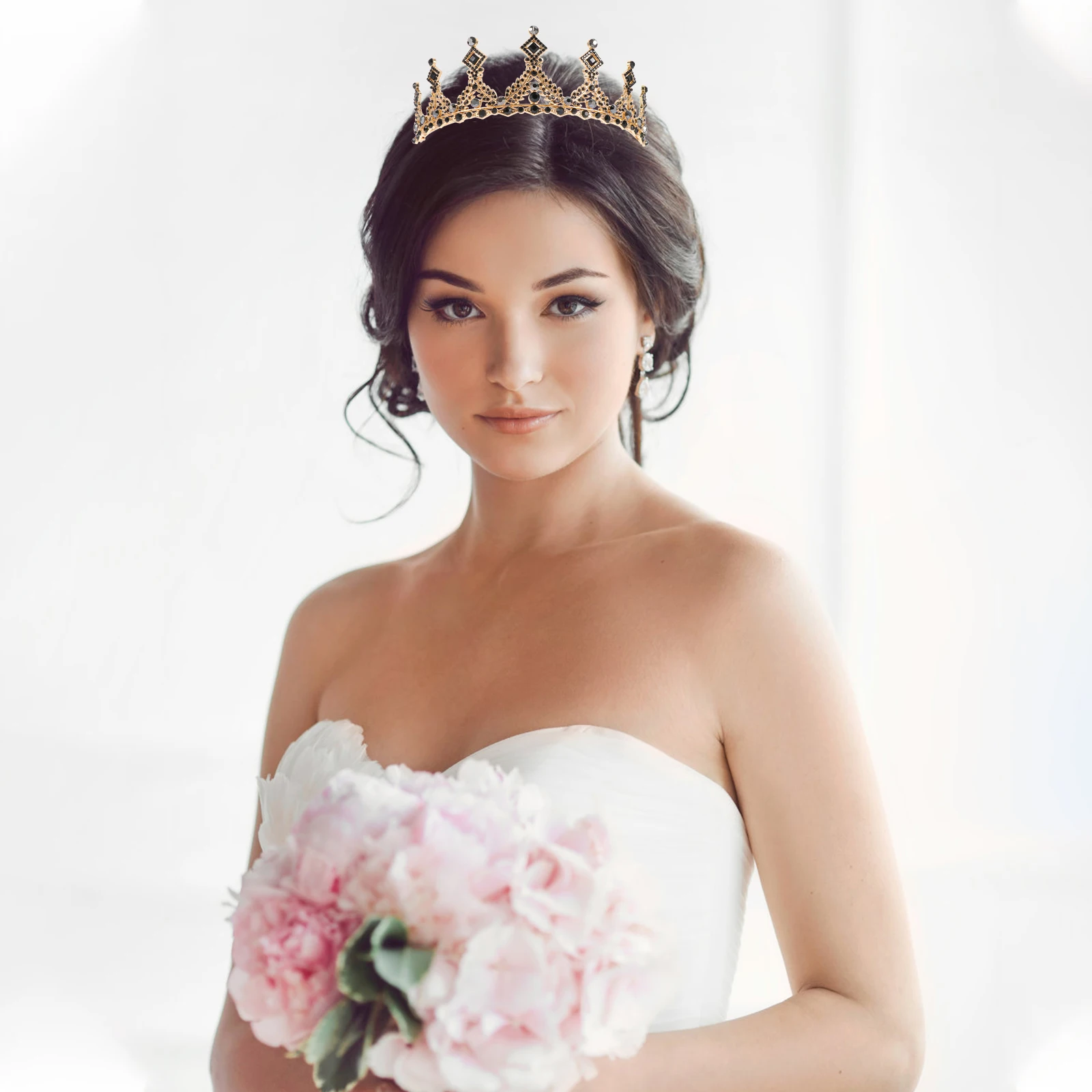 

Bridal Headwear Rhinestone Crown Hair Accessories Zinc Alloy Crowns Women Elegant Durable Wedding Party Decoration