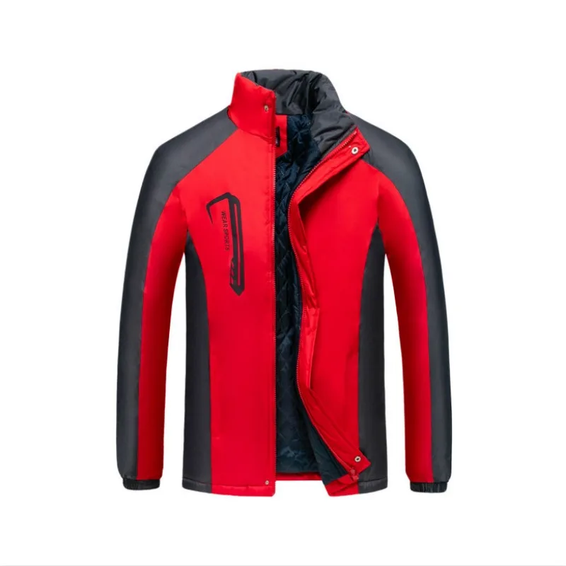 

Thickened Fleece Winter Men Jacket Windproof Waterproof Outdoor Workwear Cotton Clothes Printing Parka Coat Men Top
