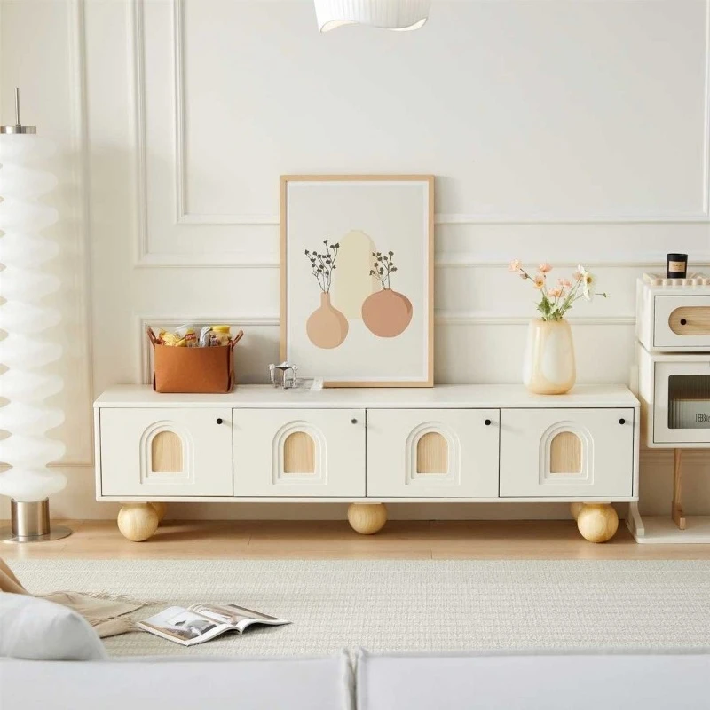Solid wood TV cabinet, living room small apartment floor-to-ceiling storage locker, TV cabinet integrated household