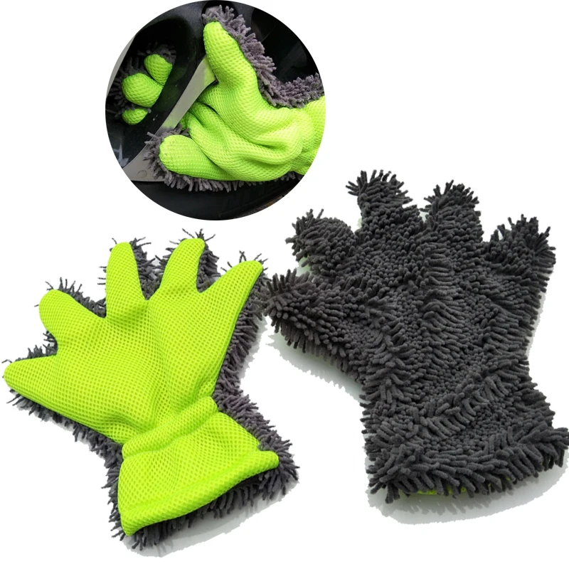 Car Washing Gloves Cleaning Brush 5-Finger Soft Gloves Car and Motorbike Washing Drying Towels Car Styling Dusting Gloves