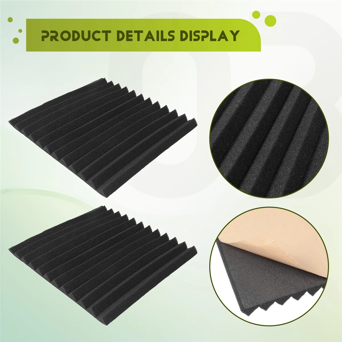 AT77 12 عبوة من الألواح الصوتية ذاتية اللصق، وألواح إسفنجية مقاومة للصوت، وألواح حائط عازلة للصوت عالية الكثافة للمنزل (أسود)