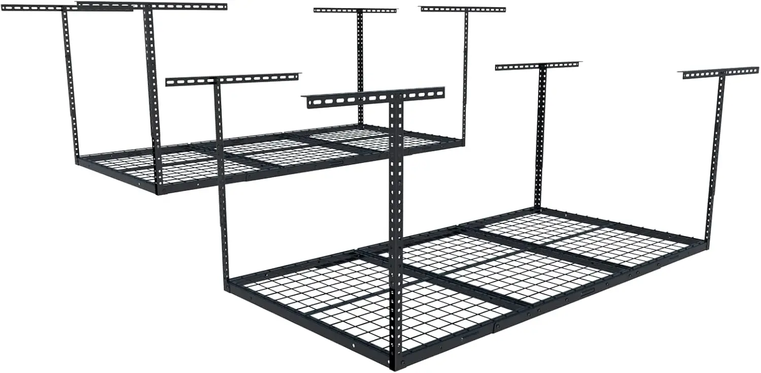 FLEXIMOUNTS 2 Pack 3x6 Overhead Garage Storage Adjustable Ceiling Storage Rack 72" Length x 36" Width x 40" Height (Black)