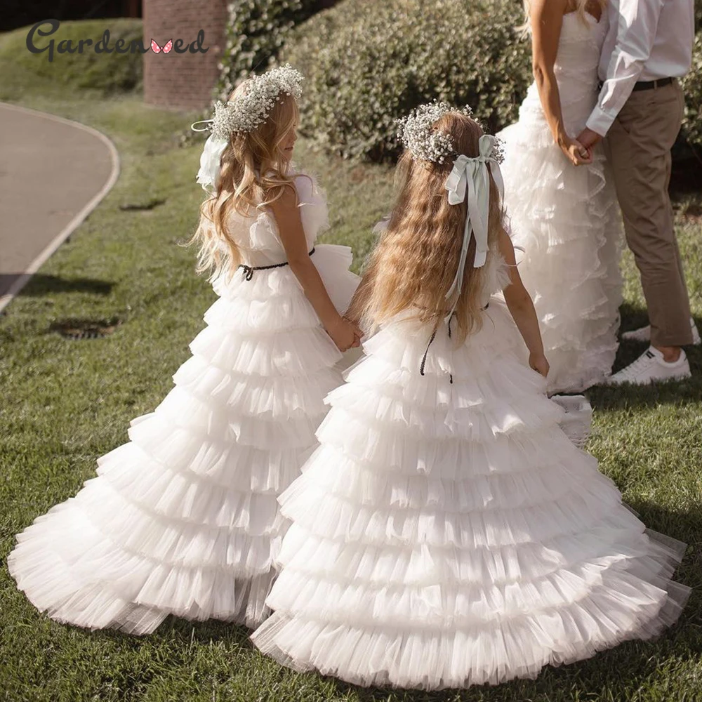 

Puffy Baby Girl Dress Ivory Layers Flower Girl Dresses Cute Girl Princess Dress Girl Wedding Party Dress Child Kids Dresses