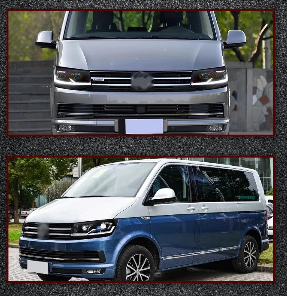 GXGLNAV Lampy samochodowe do Volkswagen Multivan Caravelle T6 2016-2019 Zmodyfikowane reflektory LED z projektorem Światła do jazdy dziennej Kierunkowskazy Światła stop
