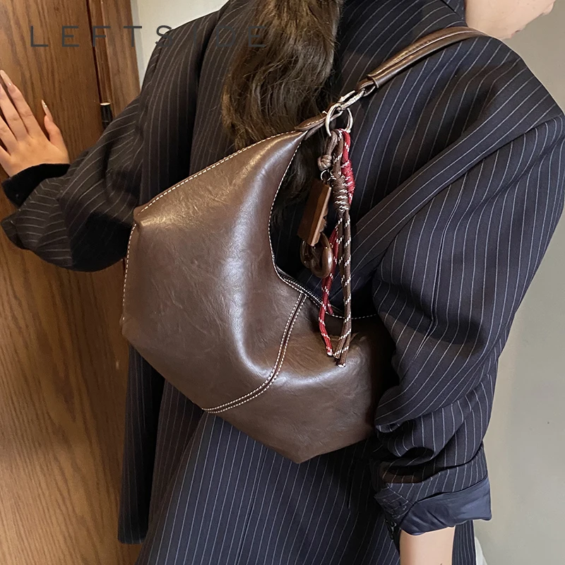 

LEFTSIDE Retro PU Leather Small Saddle Bag 2025 Winter Shoulder Bag Luxury Crossbody Bag Females Luxury Handbags and Purses