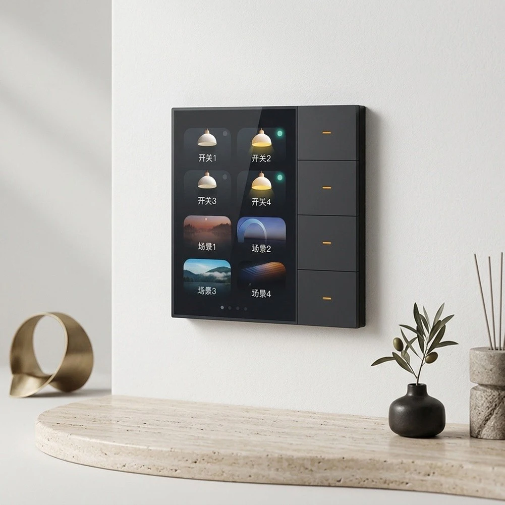 Smart Wall Switch for Tuya Integration 3.5 Inch Display Supports Multi-Device Coordination 4 Groups and 8 Scenes