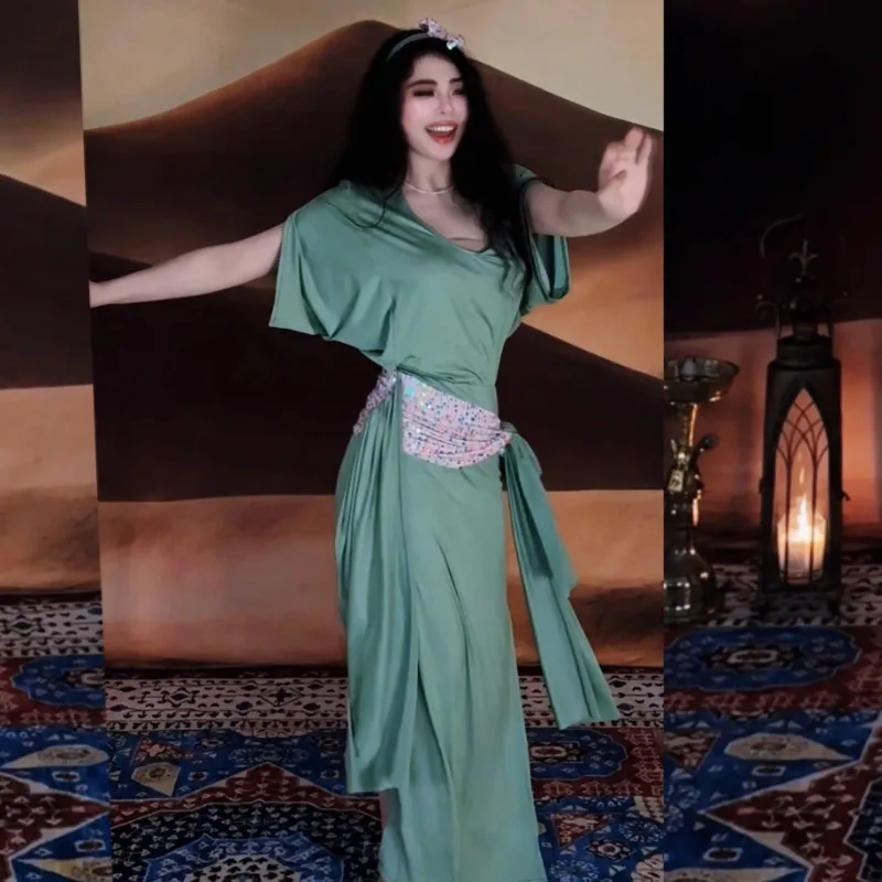 Customized Belly Dance Costume Practice Dress Folk Robe Balady Shabby Saidi Group Beginner Fantasia Feminina