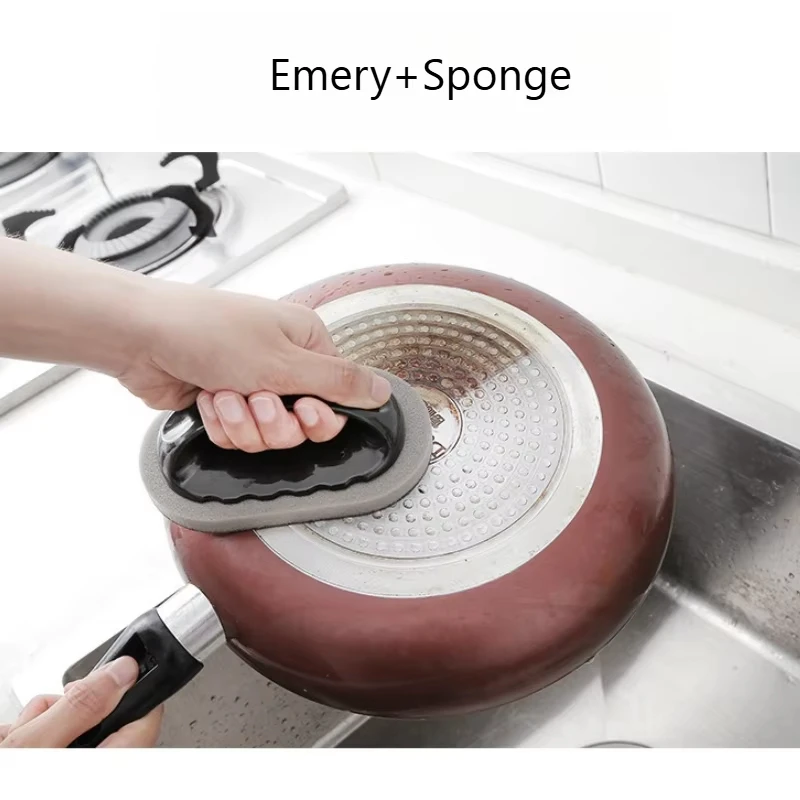 Emery Sponge Wipe with Handle, Pot and Bowl Cleaning and Decontamination, Black Dirt on The Bottom of The Pot, Rust Removal