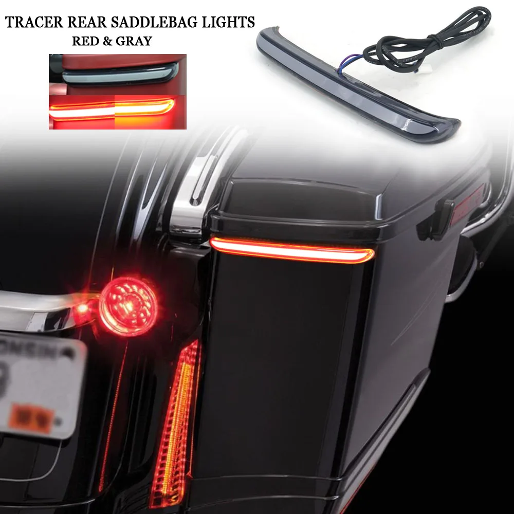 FOR 2014+ Road King an CVO models NEW Motorcycle Red Tracer Rear Saddlebag LED Indicator Run Turn Brake Lights