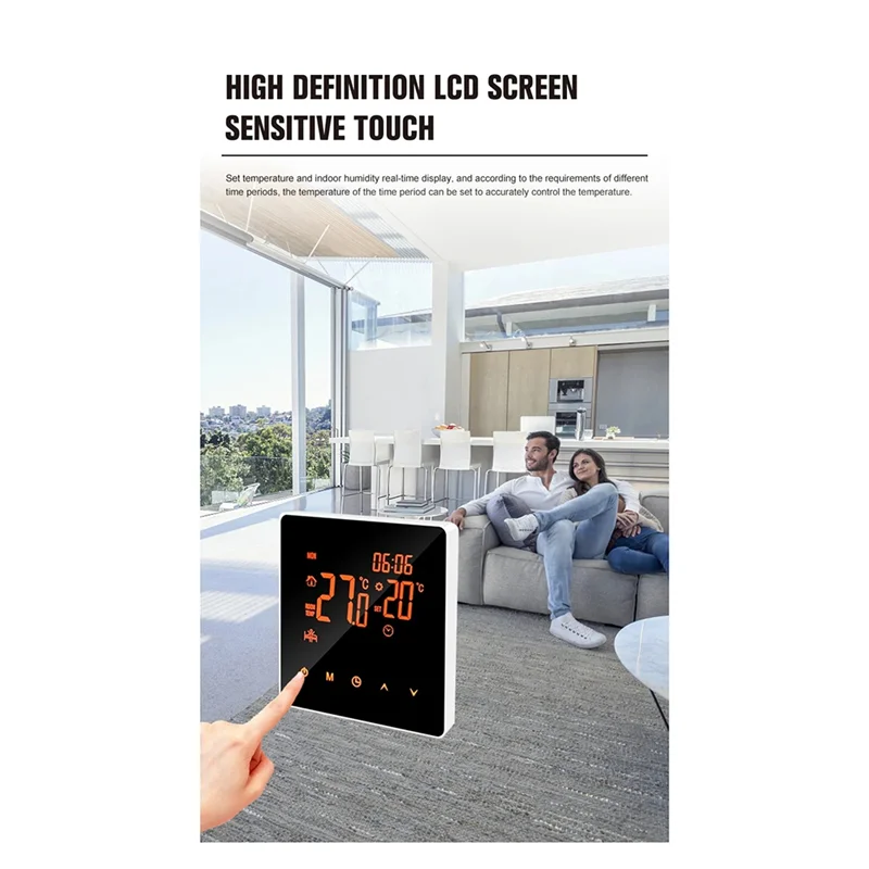 ABLL-Tuya Wifi Wireless Thermostat Touch Screen Temperature Controller Water/Electric Floor Heating Gas Boiler For Alexa(16A) Du