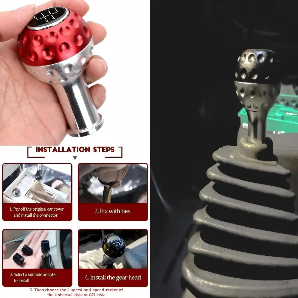 Aluminum 4 Color 5&6 Speed Shift Knob Car Gear Shift Lever with 8/10/12mm Adapter Universal or For Anniversary VW GTI Jetta Golf
