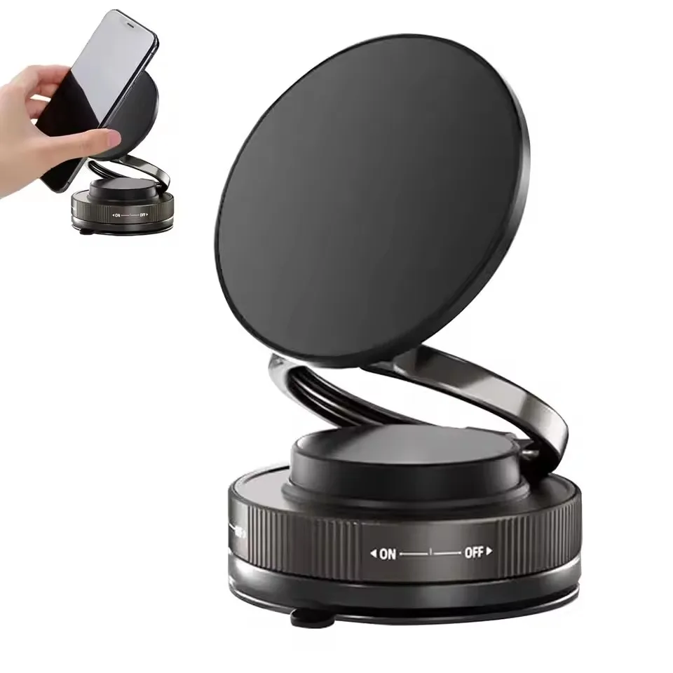 Car Phone Magnetic Stand with Mechanical Vacuum Suction Cup, 360 Degree Rotation ° Magnetic Adsorption Bracket Navigation Univer