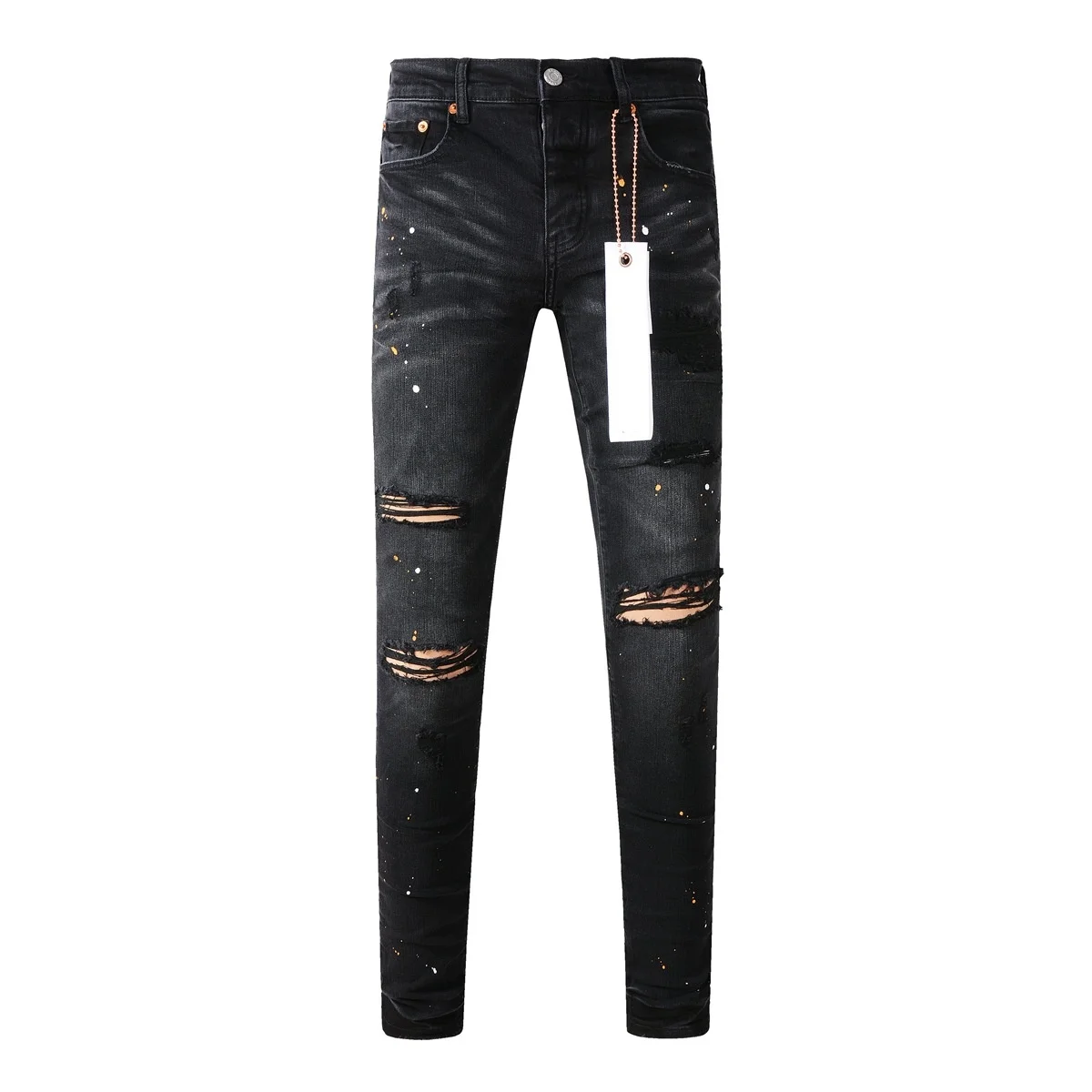 Brand Jeans American High Street Paint Hole Black 9045 2024 New Fashion Trend High quality Jeans