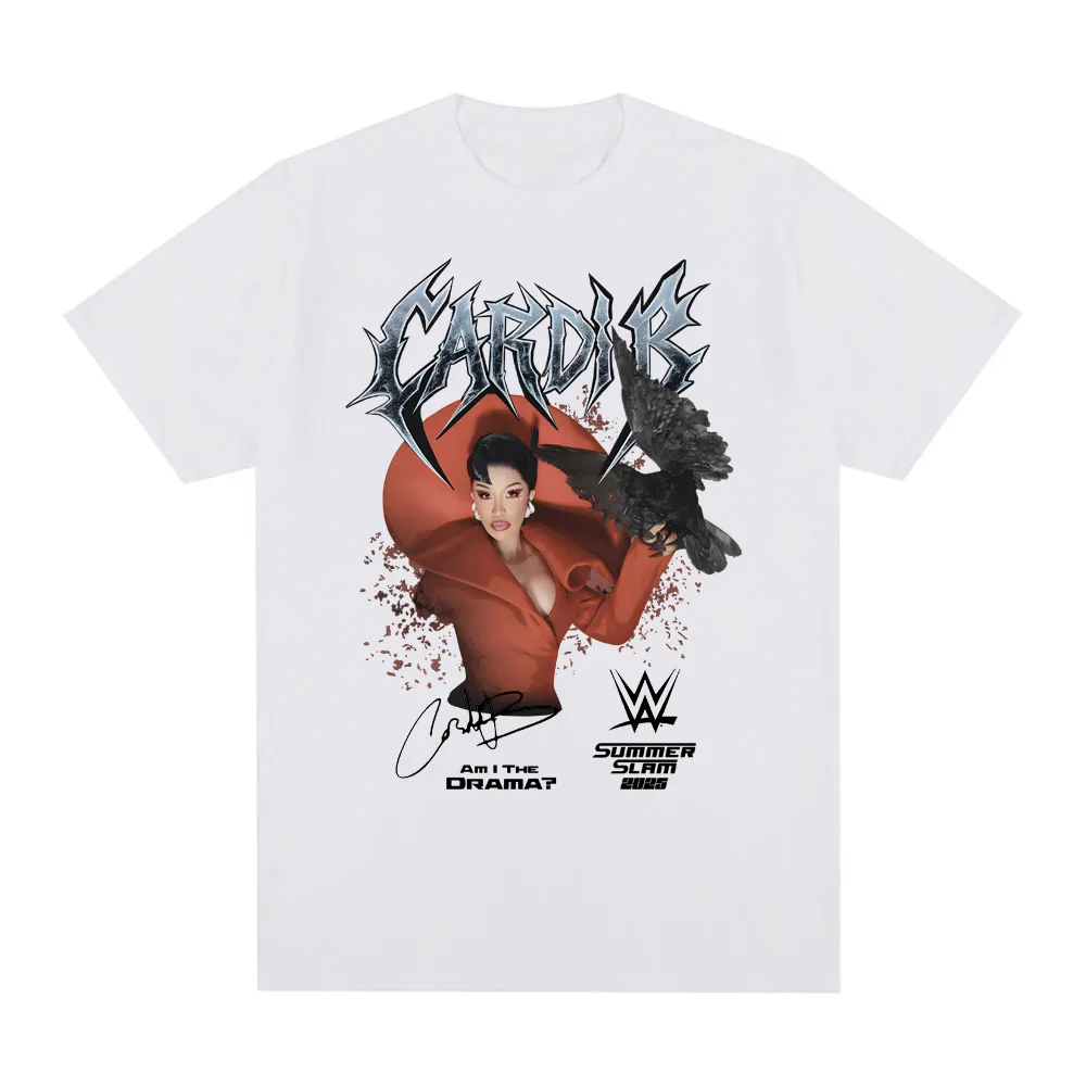 تي شيرت Cardi B موقع-AM I THE DRAMA تي شيرت بأكمام عصرية برقبة دائرية تي شيرت صيفي 100% قطن تي شيرت Camiseta Hombre ملابس صيفية