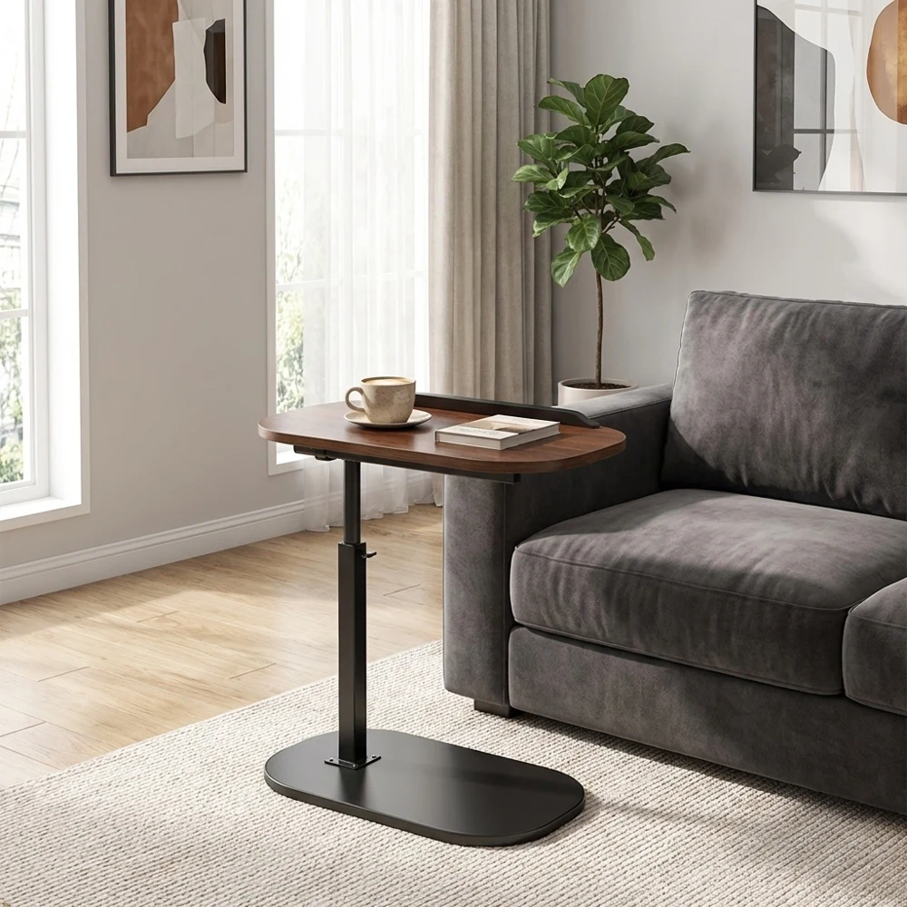 Portable Adjustable 360° Rotatable Folding Side Table Laptop Desk Height Adjustable Sofa Bedside Table Home Office Coffee Table