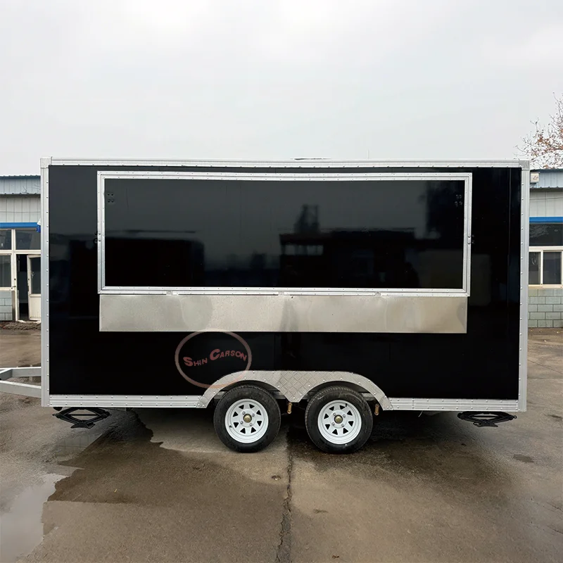 

Outdoor Food Trailer Long Flat Countertop Design Stainless Steel Countertop with Slick Body Design for Catering Trailers
