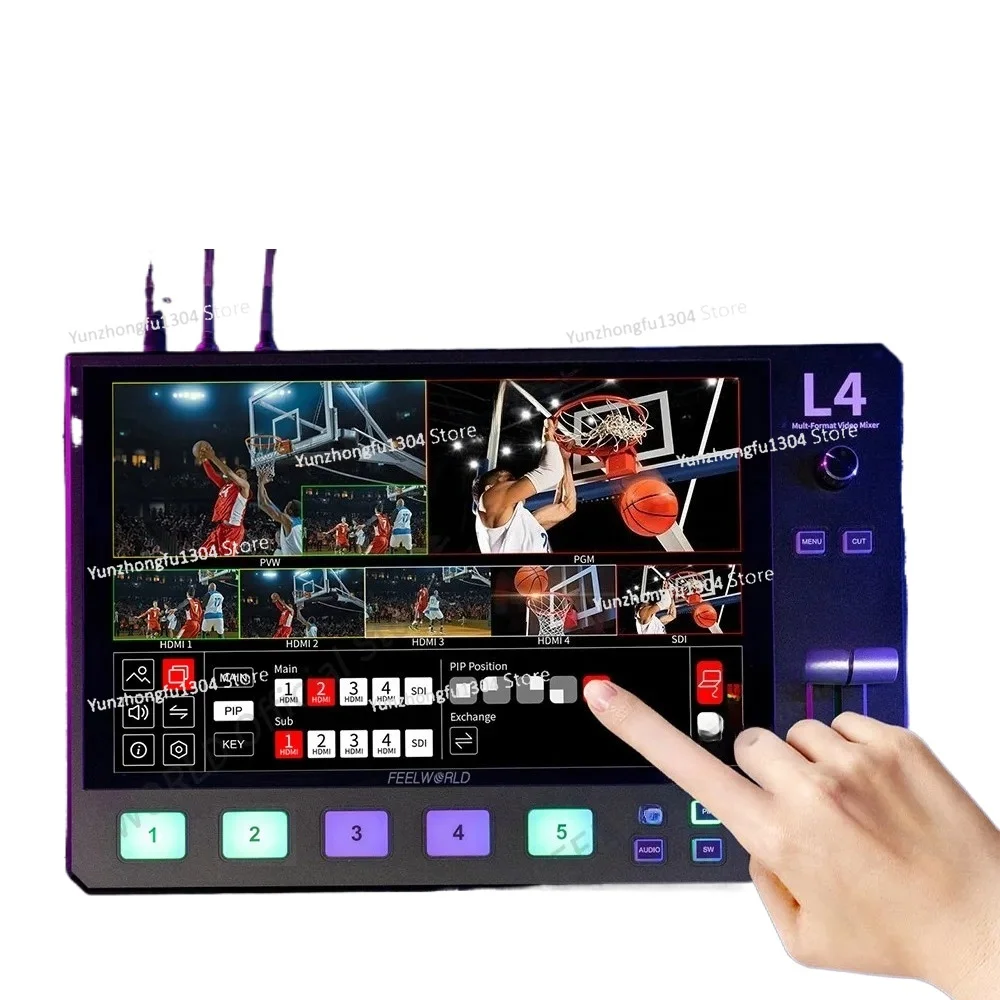 

FEELWORLD-L4 Многокамерный видеомикшер, сенсорный экран 10,1 дюйма, USB 3.0, HMDI, SDI, выход PUT, быстрая потоковая передача для YouTube a