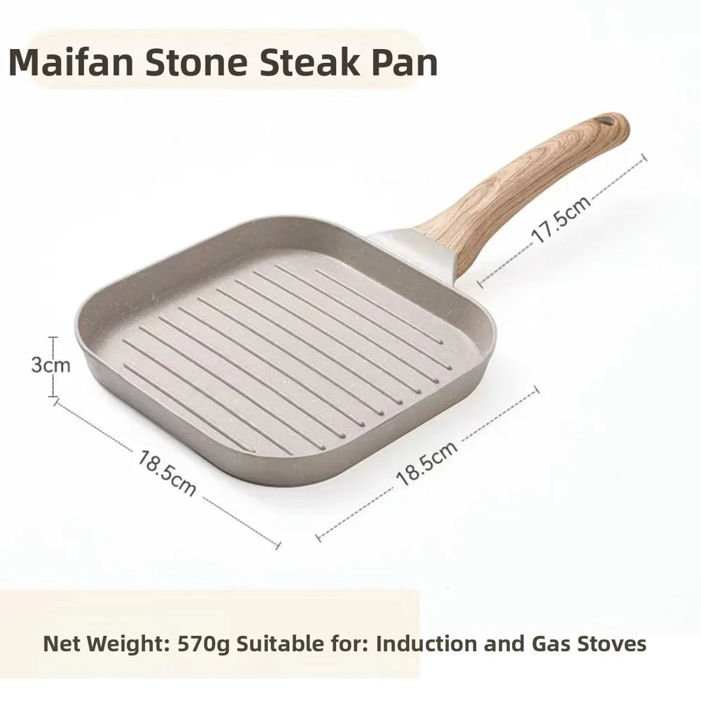 Grill Pan Featuring Non-Stick Maifanite Coating for Steak Searing and Multi Task Cooking Heat Efficient Design