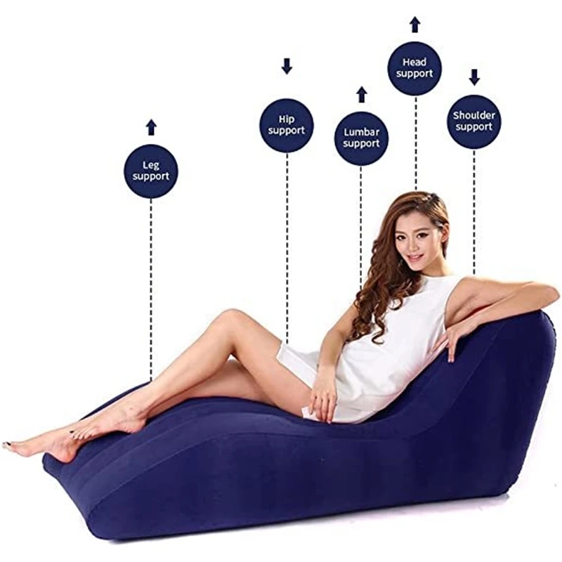 Portable S-shaped Love Position Labor-saving Sitting Inflatable Sofa Bed Yoga Chaise Lounge For Garden Bedroom Folding Furniture