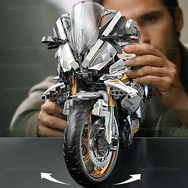 2000 قطعة + 1:5 MOC التقنية البلاتين نموذج دراجة نارية اللبنات سباق الدراجات النارية عرض مجموعة للطفل الكبار هدايا عيد الميلاد