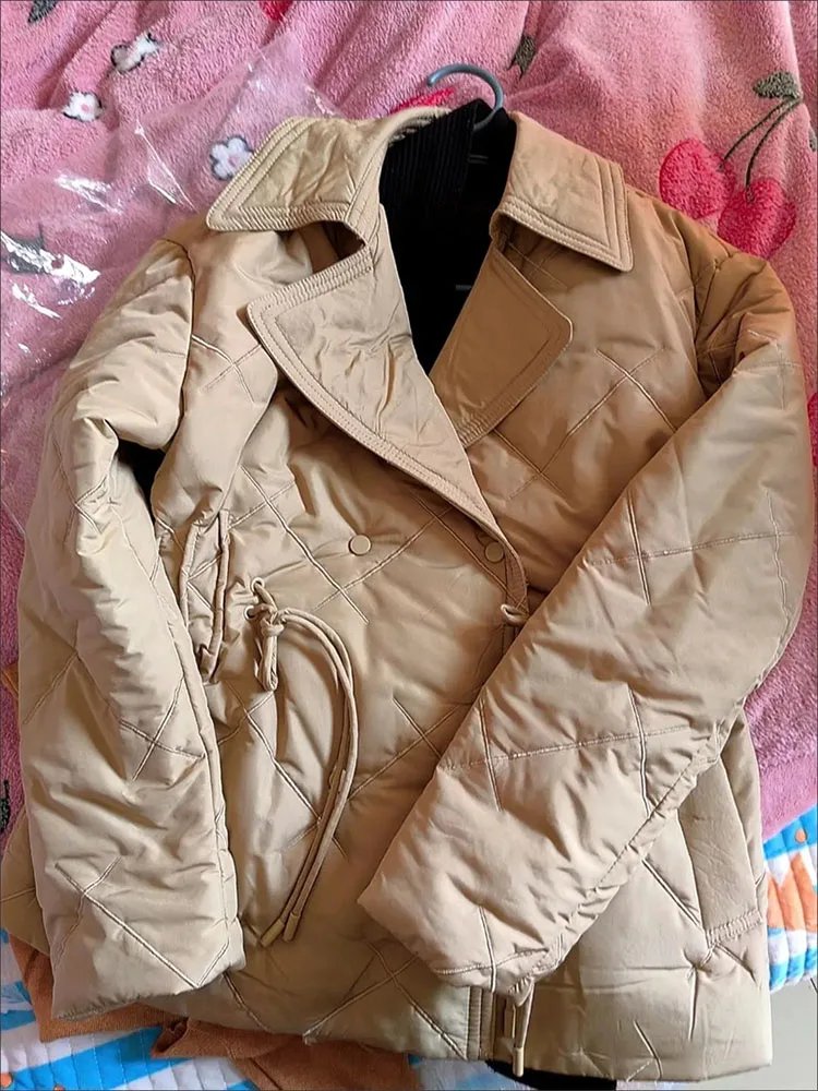 Herfst Winter Lichtgewicht katoenen gewatteerde jas Dames Blazers Parka Down korte jas Vrouwelijke trekkoord Slanke warme bovenkleding