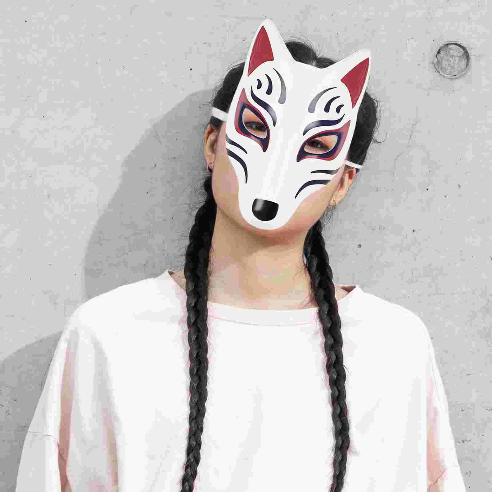 2 Pcs DIY Fox Mask White Masks Animal Paper Blank Masquerade Pet Halloween Costumes to Decorate Cardboard