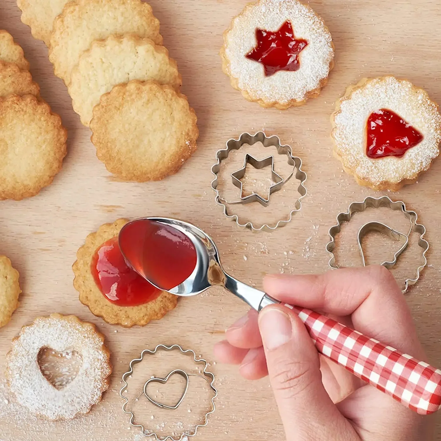 Jam Sandwich 3D Christmas Digital Moulds Cookie Cutter Pastry Xmas Tree Snowflake Shape Biscuit Mould Baking Tools Birthday view 4