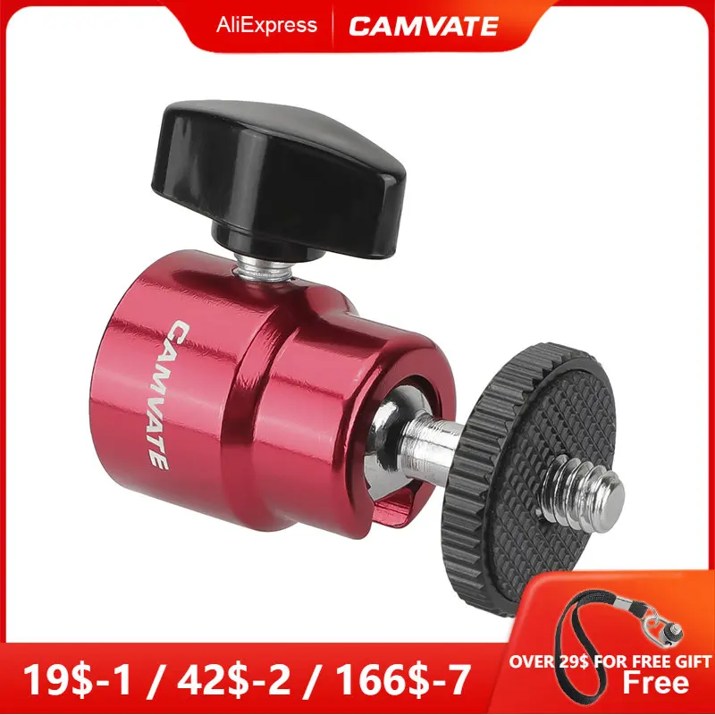 

CAMVATE Versatile Ball Head Support (Red) With Double End 1/4"-20 Threads