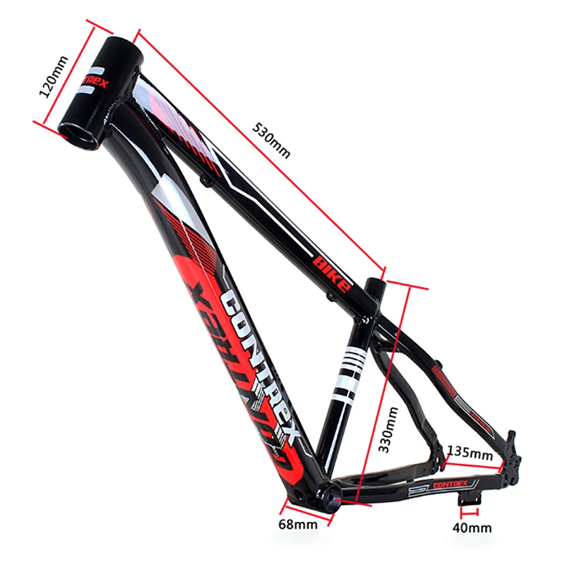24" Aluminium-Mountainbike-Rahmen, 13" Größe, Scheibenbremse, 135mm QR, 68mm BSA BB, kompatibel mit 21-33 Gängen, Kinder-/Jugend-MTB, individuell anpassbar