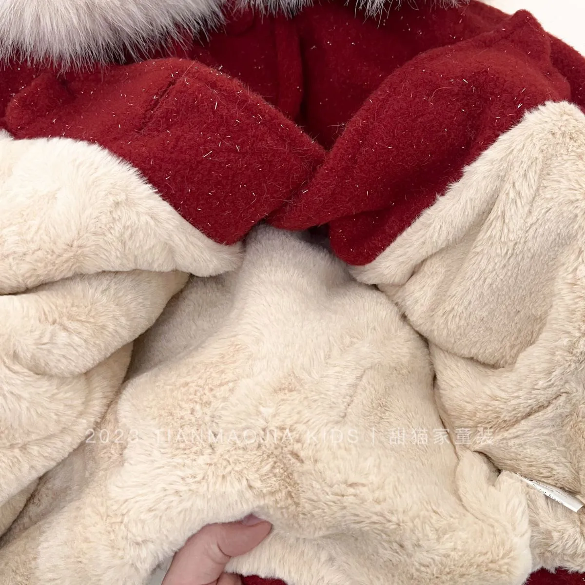 80-150 سنتيمتر الفتيات معطف الصوف الخريف/الشتاء مجموعة جديدة للأطفال طفل معطف أحمر سميكة السنة الجديدة سترة قطن #4