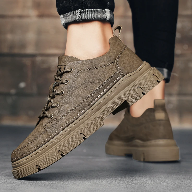 

Мужские рабочие ботинки Desai 2025: Новинка осени, повседневные низкие кожаные туфли с мягкой подошвой для офиса и работы, корейская версия