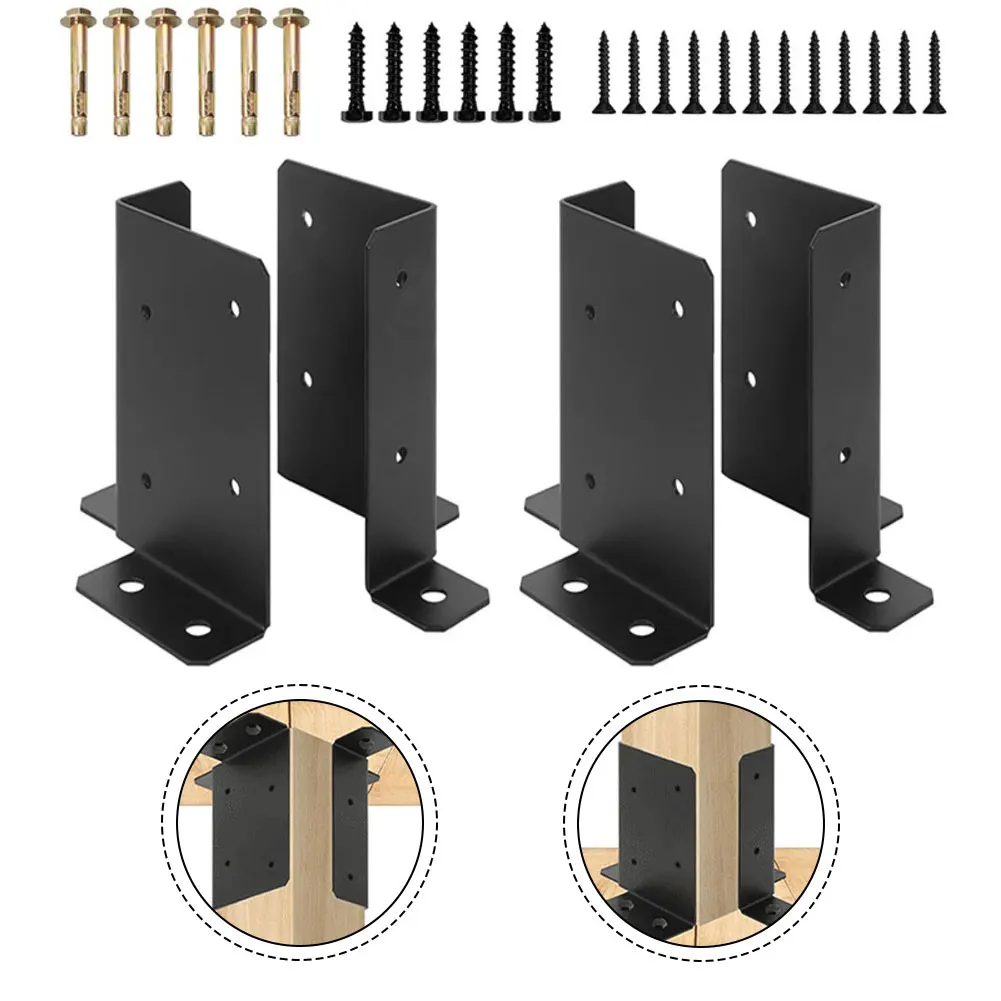 Deck Support Bracket Adjustable Post Base 4 Pieces Easy Installation Pre-drilled Holes For Decking For Mailboxes