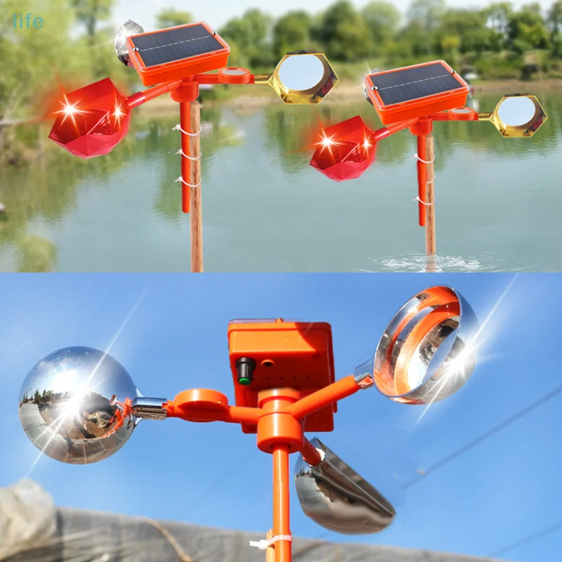 

1PC Waterproof Solar Powered Voice Bird Deterrent Device With 3 Pieces 360° Reflective Rotating Prisms Cups Adjustable Sound