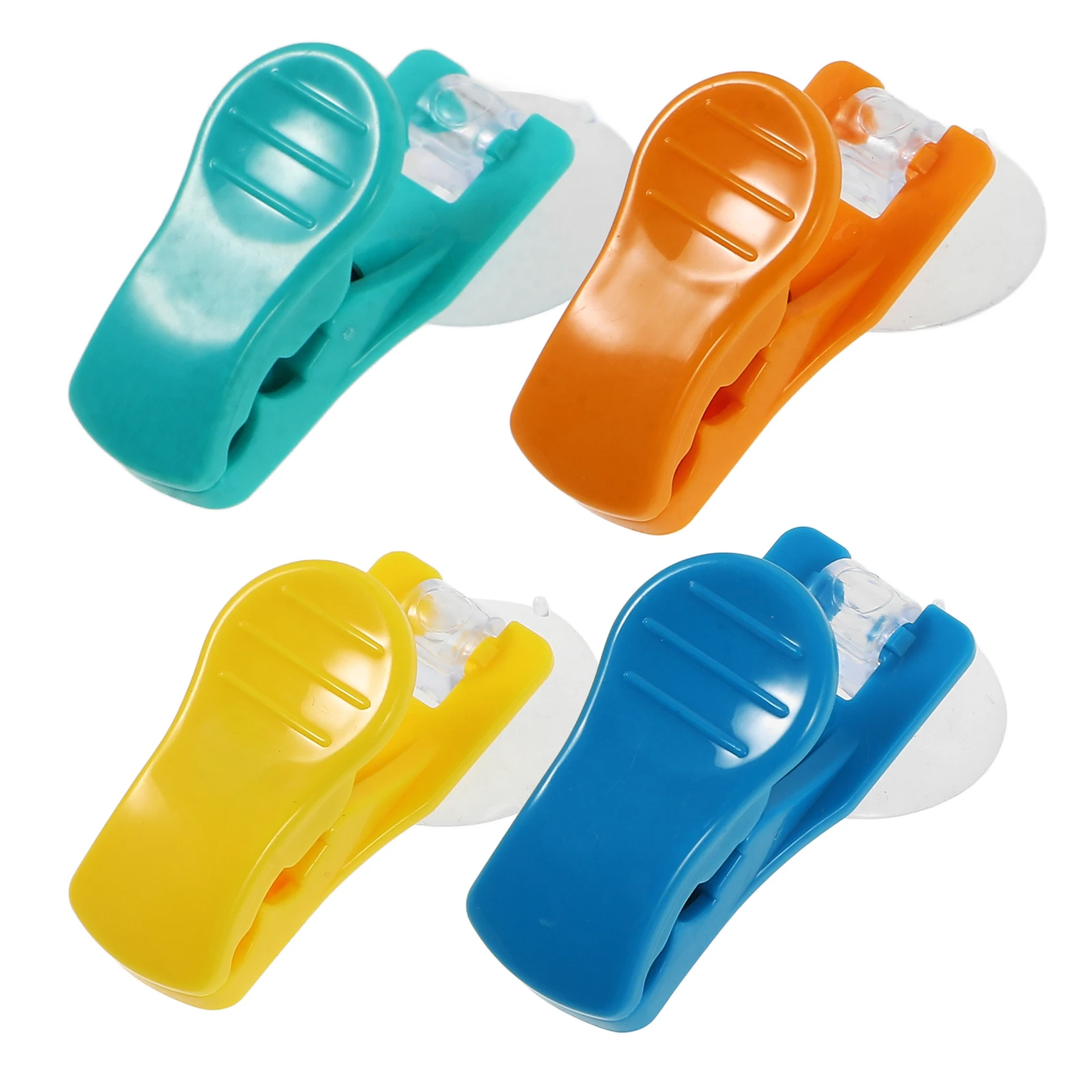 

4pcs Suction Cup Clips Multifunctional Hooks Plastic Holder Vacuum Hand Towel Kitchen Bath Hanging Dish Clamps Reusable Smooth