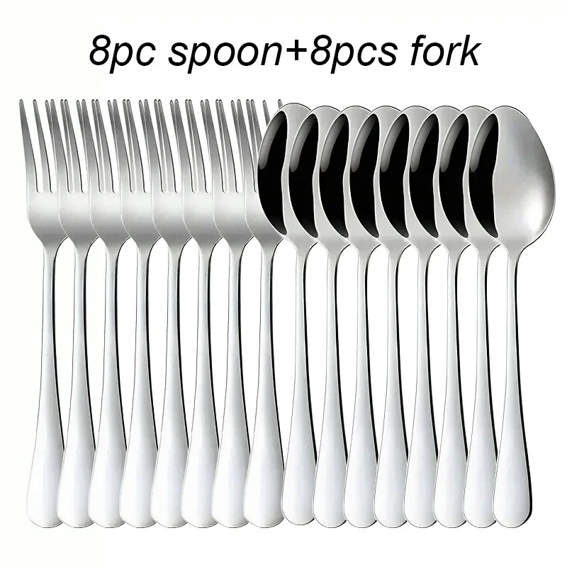 

16pcs Stainless steel tableware fork and spoon set, economy set fork and spoon, suitable for restaurants, parties and families